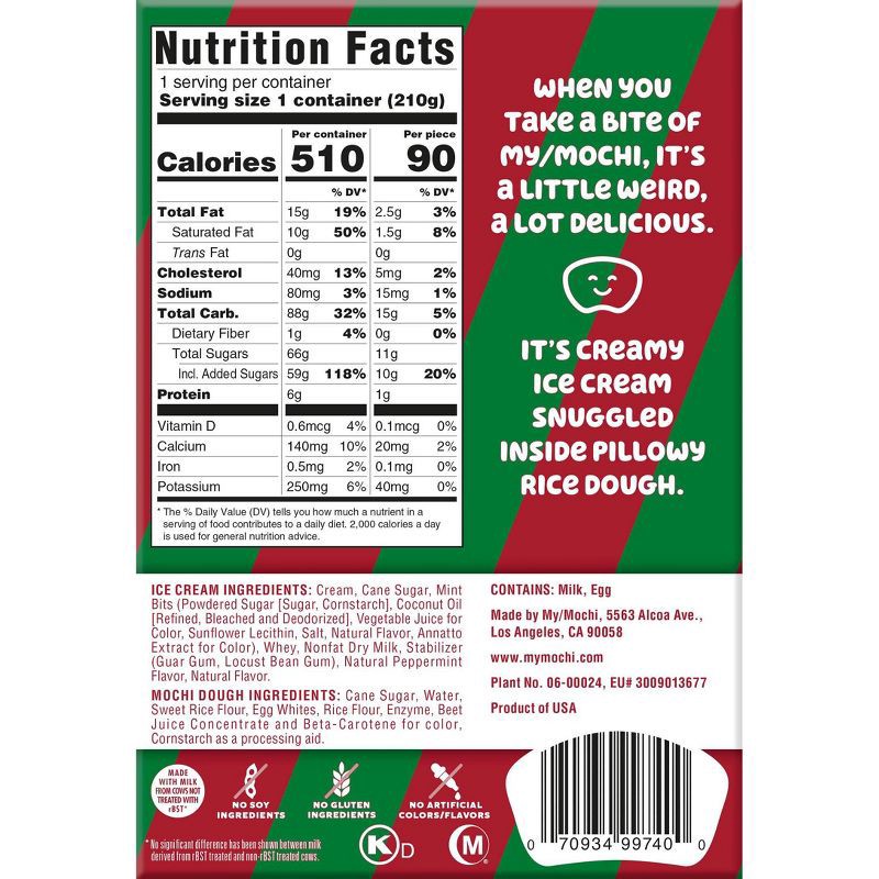 slide 2 of 6, My/Mochi Ice Cream Cool Peppermint - 6ct, 6 ct