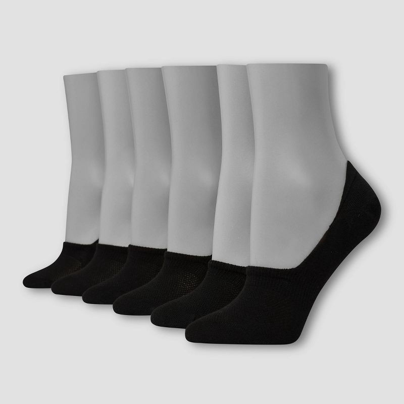slide 1 of 1, Hanes Women's Invisible Comfort 6pk Mid Sport Liner Socks - Black 5-9, 6 ct