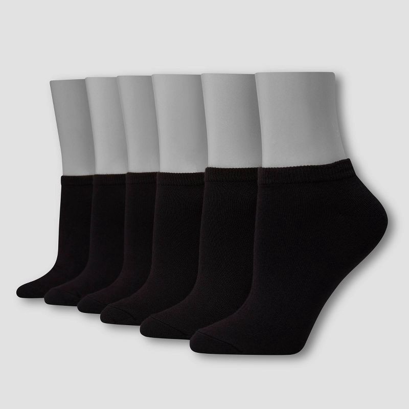 slide 1 of 1, Hanes Premium 6 Pack Women's Comfort Soft Lightweight Low Cut Socks - Black 5-9, 6 ct