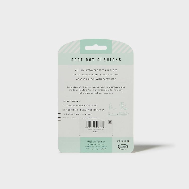 slide 4 of 4, Fab Feet Women's by Foot Petals Spot Dots Shoe Cushions Black/Khaki - 6 pack: Polyurethane Foam Pads for Foot Comfort, 6 ct