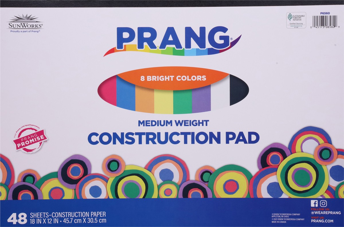 slide 11 of 11, PRANG 8 Bright Colors Medium Weight Construction Pad 48 ea, 48 ct