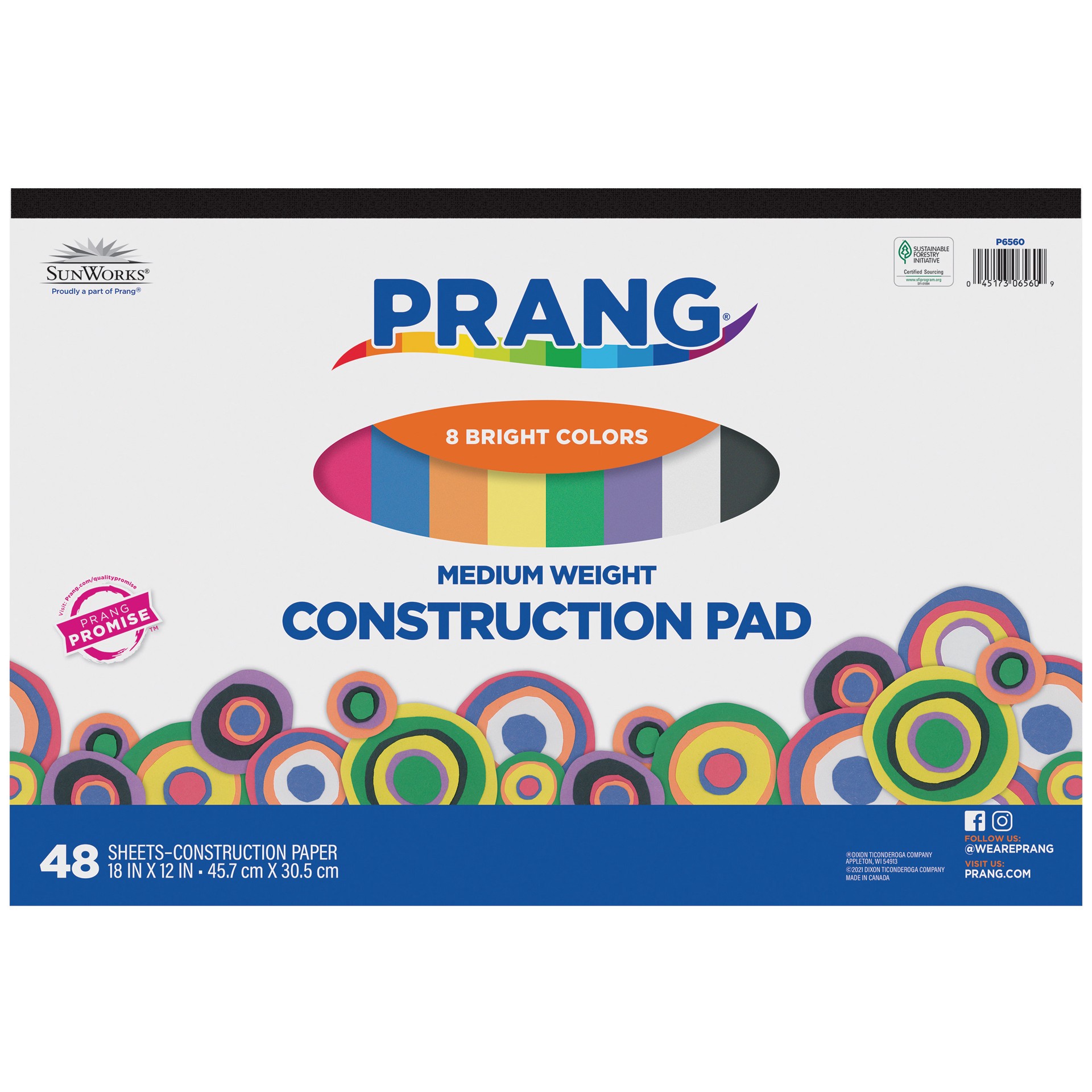 slide 1 of 5, PRANG  Construction Paper Pad, 8 Assorted Colors,  18" x 12", 48 Sheets, 48 pc