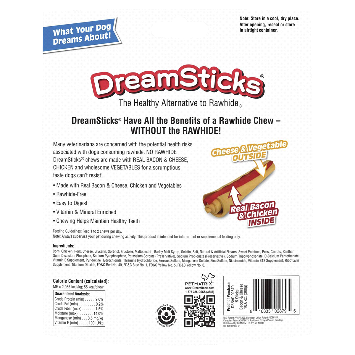 slide 15 of 21, DreamBone DreamSticks With Real Bacon And Cheese 15 Count, Rawhide-Free Chews For Dogs, 0.66 lb