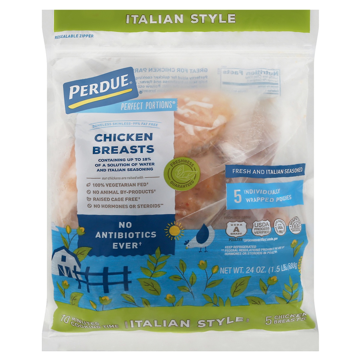 slide 1 of 2, Perdue Perfect Portions Italian Style Chicken Breasts, 1.5 lb