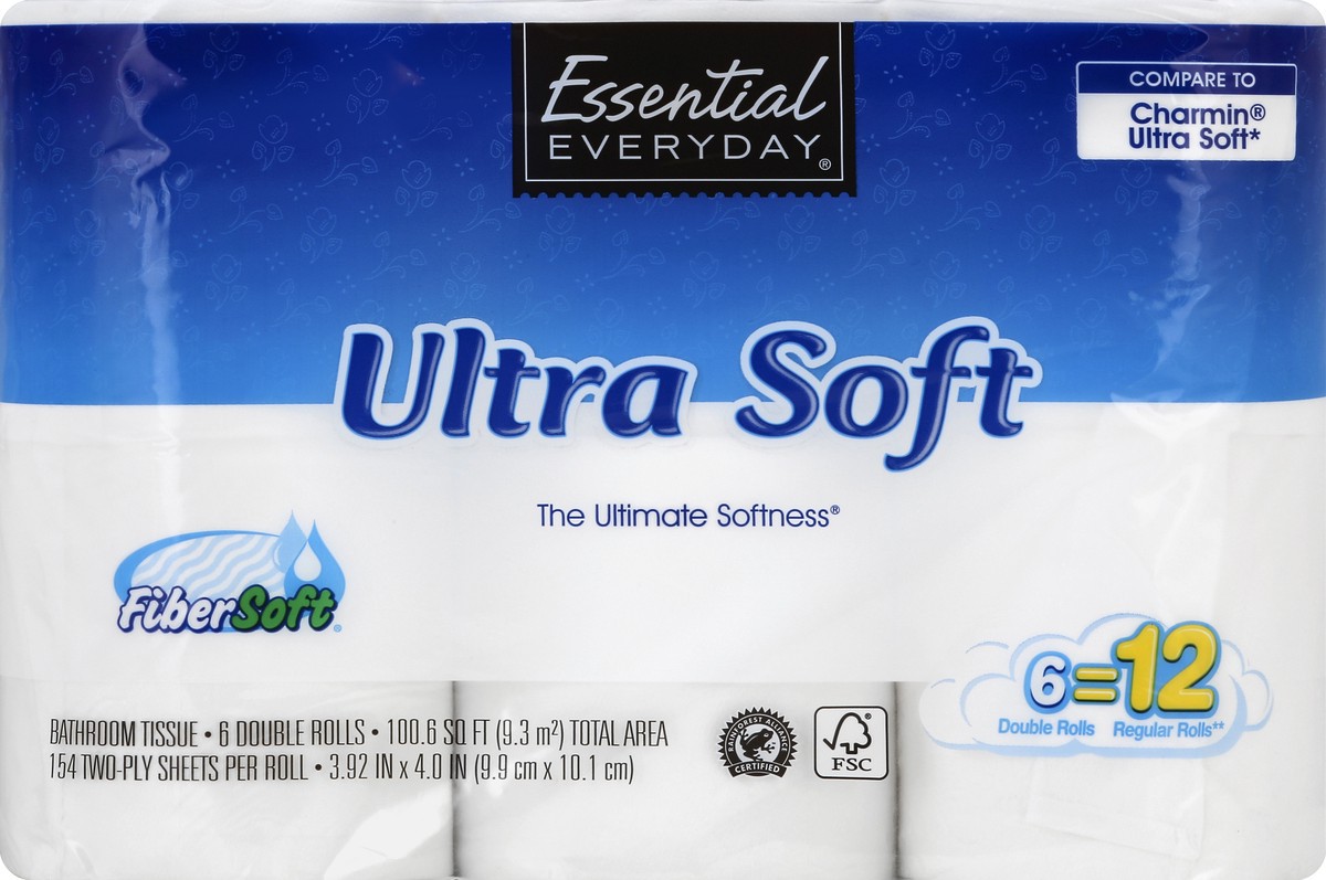 slide 5 of 6, Essential Everyday Bathroom Tissue Ultra Soft Double Rolls, 6 ct