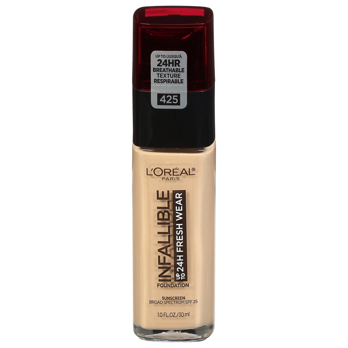 slide 2 of 4, L'Oréal Infallible Broad Spectrum SPF 25 Linen 425 Foundation 1.0 fl oz, 1 fl oz