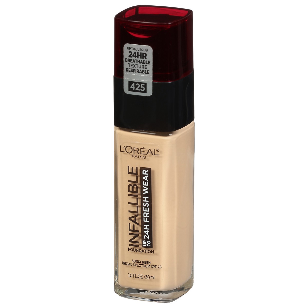 slide 4 of 4, L'Oréal Infallible Broad Spectrum SPF 25 Linen 425 Foundation 1.0 fl oz, 1 fl oz
