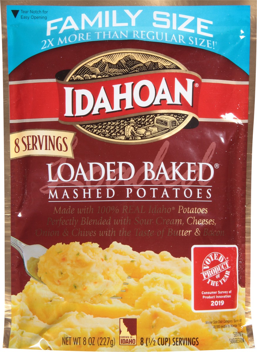 slide 6 of 13, Idahoan Family Size Loaded Baked Mashed Potatoes, 8 oz