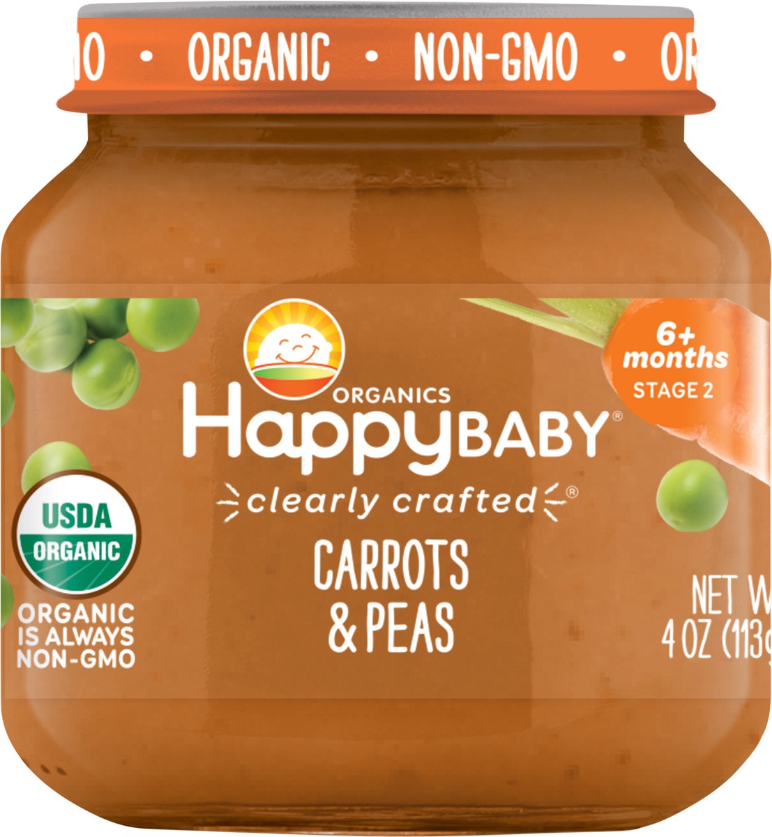 slide 3 of 3, Happy Baby Happy Family HappyBaby Clearly Crafted Carrots & Peas Baby Meals Jar - 4oz, 4 oz