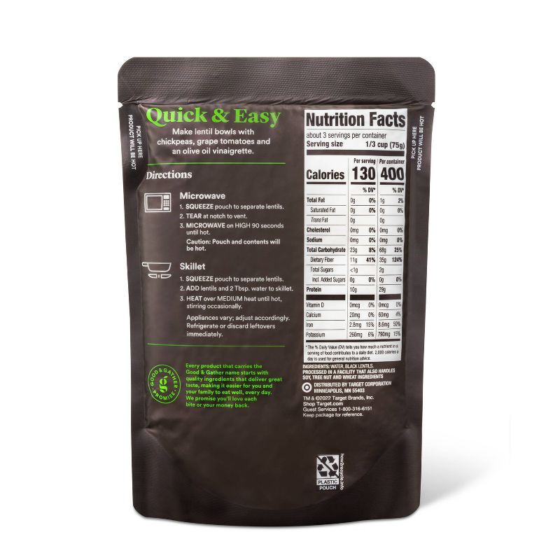 slide 3 of 3, 90 Second Black Lentils Microwavable Pouch - 8oz - Good & Gather™, 8 oz