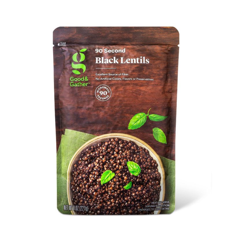 slide 1 of 3, 90 Second Black Lentils Microwavable Pouch - 8oz - Good & Gather™, 8 oz