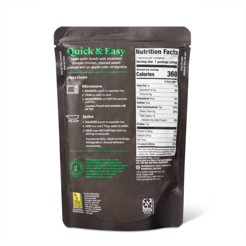 slide 3 of 3, 90 Second Cultivated Wild Rice Microwavable Pouch - 8.5oz - Good & Gather™, 8.5 oz