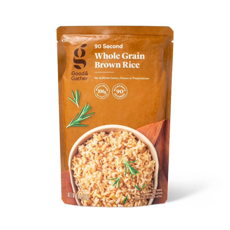 slide 1 of 4, 90 Second Whole Grain Brown Rice Microwavable Pouch - 8.8oz - Good & Gather™, 8.8 oz