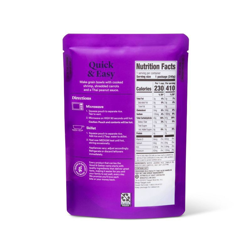 slide 2 of 3, 90 Second Jasmine Rice Microwavable Pouch - 8.5oz - Good & Gather™, 8.5 oz