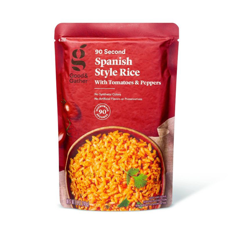 slide 1 of 3, 90 Second Spanish Style Rice with Tomatoes and Peppers Microwavable Pouch - 8.8oz - Good & Gather™, 8.8 oz