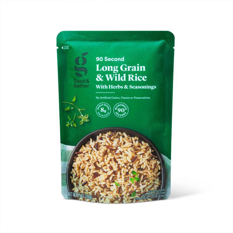 slide 1 of 3, 90 Second Long Grain & Wild Rice with Herbs & Seasonings Microwavable Pouch - 8.5oz - Good & Gather™, 8.5 oz