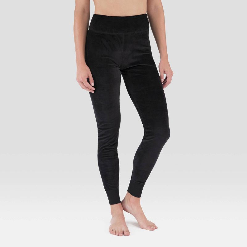 slide 1 of 4, Wander by Hottotties Women's Velour Thermal Leggings - Black M, 1 ct