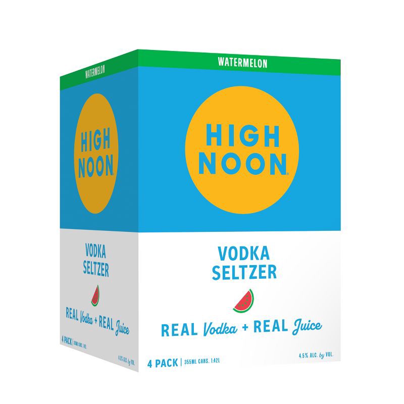 slide 1 of 9, High Noon Watermelon Vodka Hard Seltzer - 4pk/355ml Cans, 4 ct; 355 ml