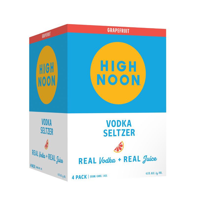 slide 8 of 9, High Noon Grapefruit Vodka Hard Seltzer - 4pk/355ml Cans, 4 ct; 355 ml