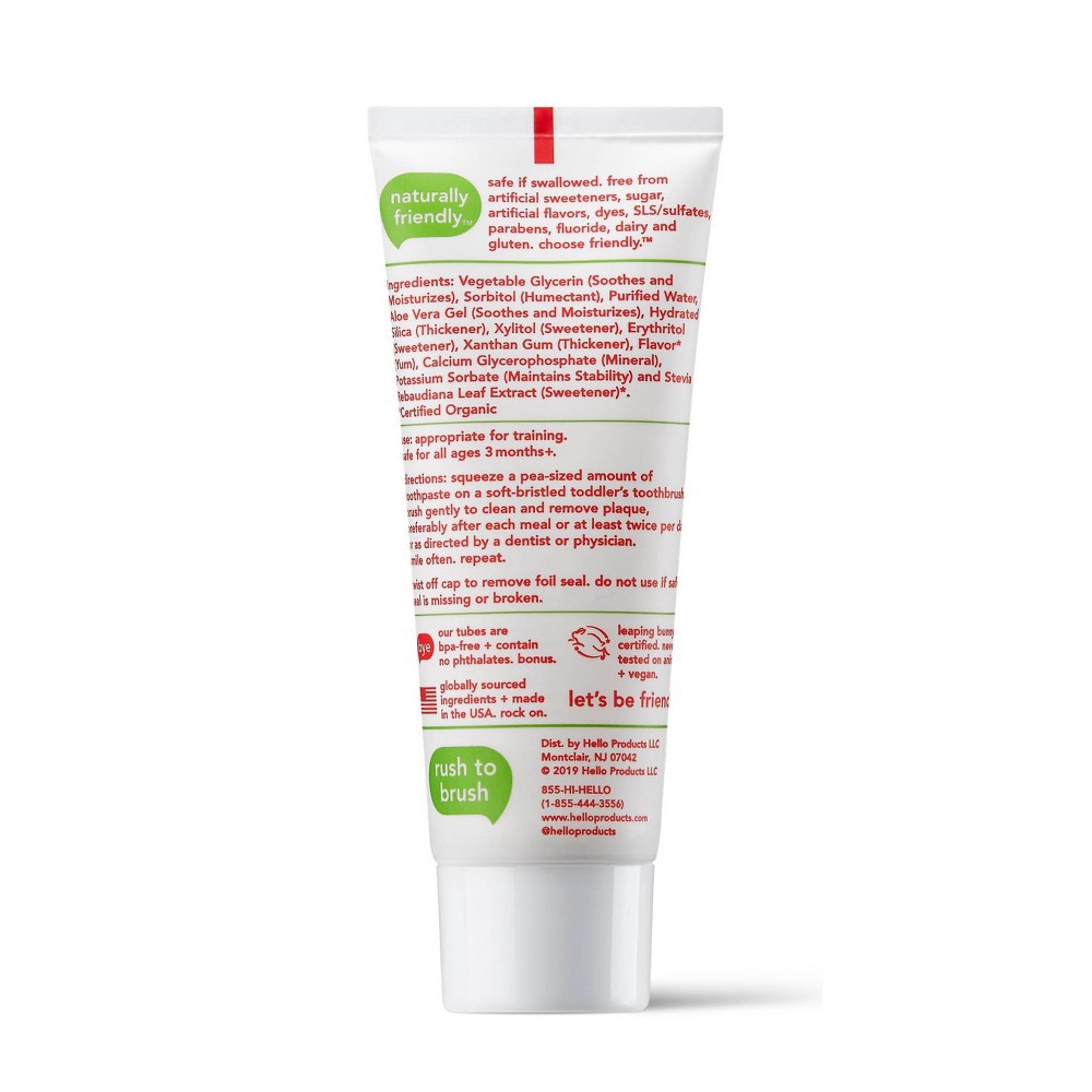 slide 4 of 4, hello Natural Apple Flavored Toothpaste and Toddler Toothbrush Bundle Fluoride Free - 1.5oz, 1.5 oz