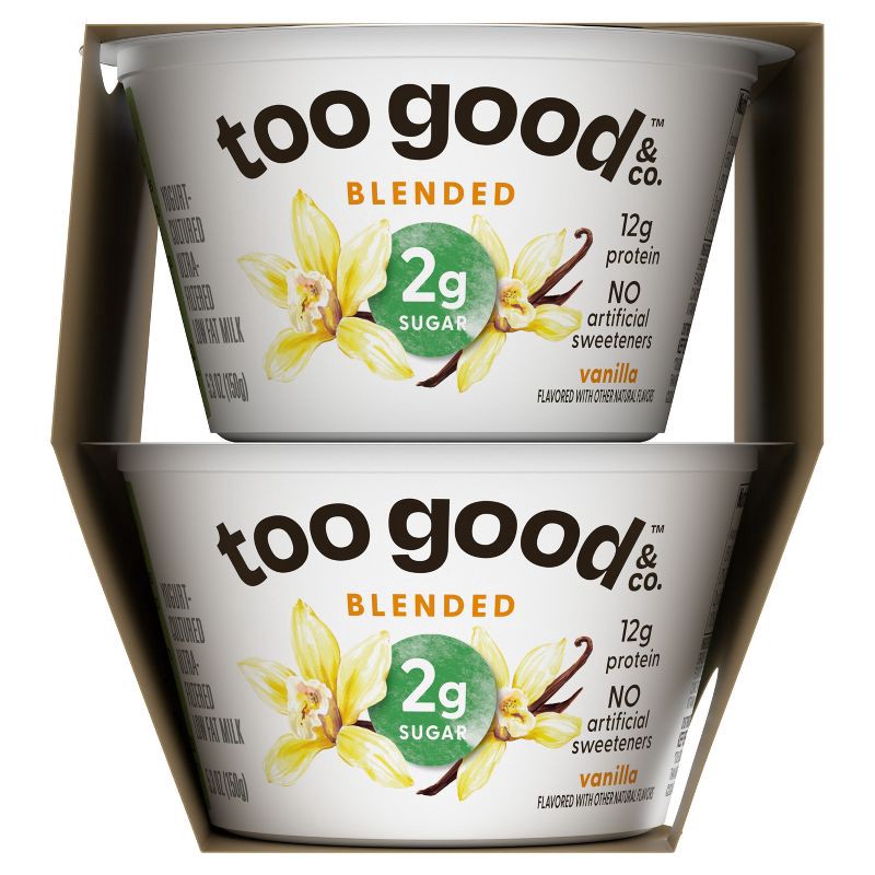 slide 5 of 7, Too Good & Co. Low Fat Lower Sugar Vanilla Greek Yogurt - 12g Protein 4ct/5.3oz Cups, 12 gram, 4 ct, 5.3 oz