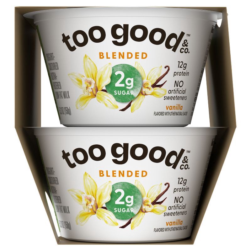 slide 7 of 7, Too Good & Co. Low Fat Lower Sugar Vanilla Greek Yogurt - 12g Protein 4ct/5.3oz Cups, 12 gram, 4 ct, 5.3 oz