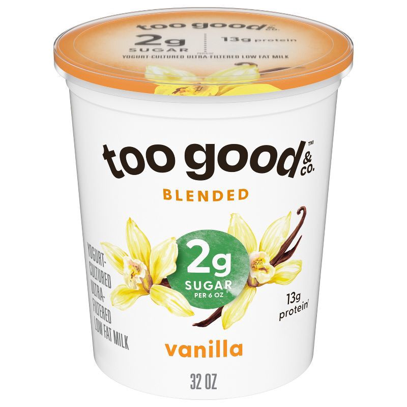 slide 1 of 7, Too Good & Co. Low Fat Lower Sugar Vanilla Greek Yogurt - 13g Protein 32oz, 13 gram, 32 oz