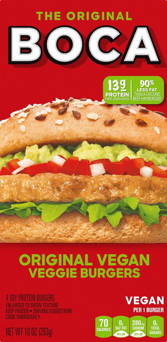 slide 5 of 9, BOCA Original Vegan Veggie Burgers, 4 ct; 10 oz