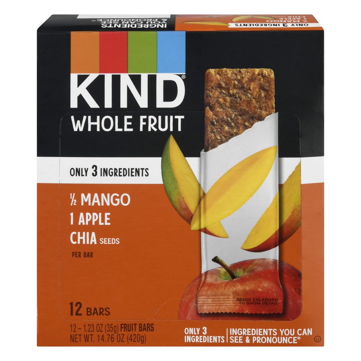 slide 1 of 13, KIND Whole Fruit Mango Apple Chia Bars 12 ea, 12 ct