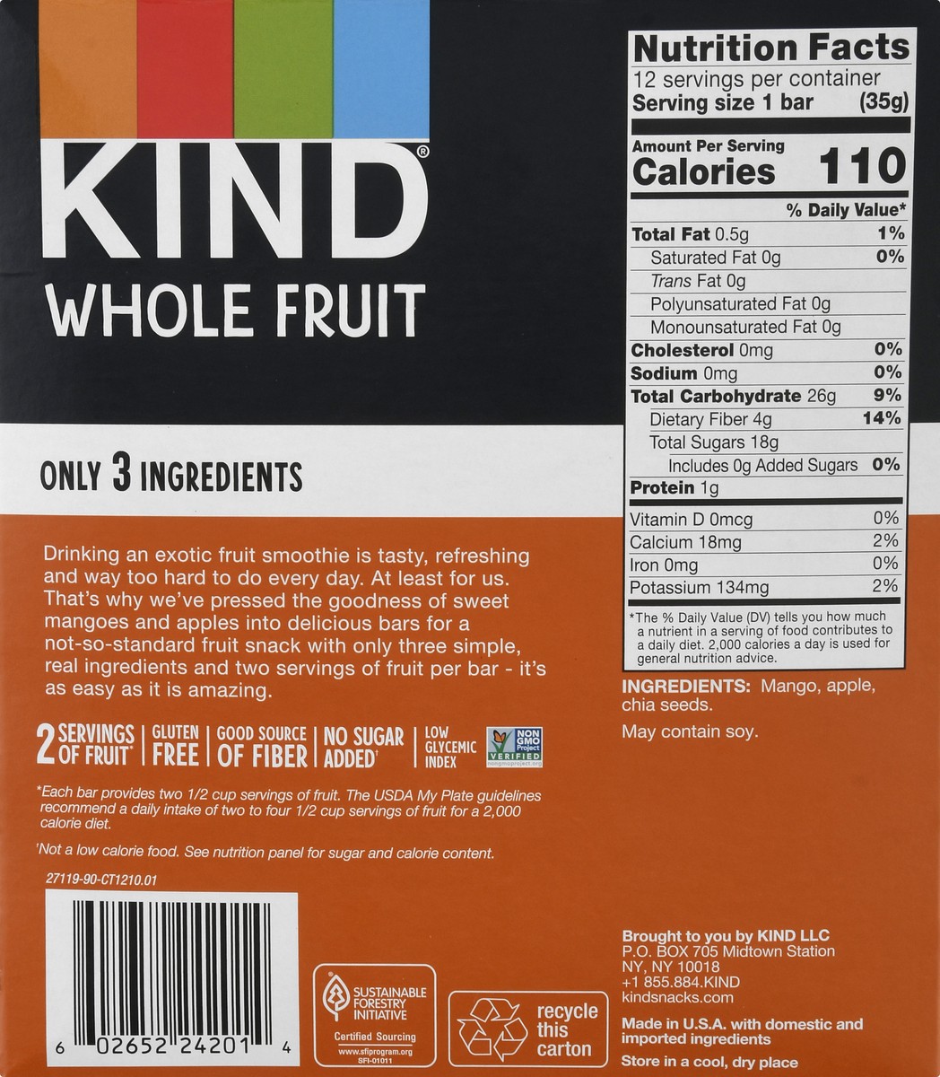 slide 8 of 13, KIND Whole Fruit Mango Apple Chia Bars 12 ea, 12 ct