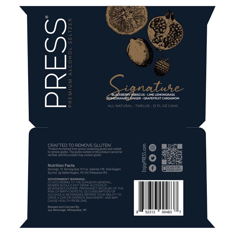 slide 8 of 9, Press Premium Alcohol Hard Seltzer Signature Variety Pack - 12pk/12 fl oz Cans, 12 ct; 12 fl oz