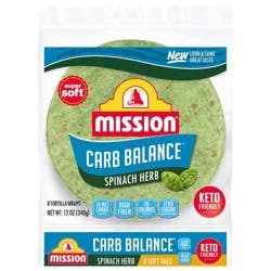 Mission Taco Size Soft Carb Balance Spinach & Herb Flour Tortillas - 12oz/8ct