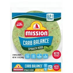 Mission Taco Size Soft Carb Balance Spinach & Herb Flour Tortillas - 12oz/8ct