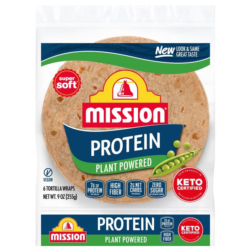 slide 1 of 9, Mission Protein Tortilla Wraps - 9oz/6ct, 6 ct; 9 oz