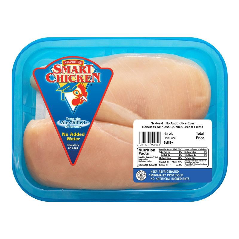 slide 1 of 9, Smart Chicken Boneless & Skinless Chicken Breast - 0.75-1.75lbs - price per lb, per lb