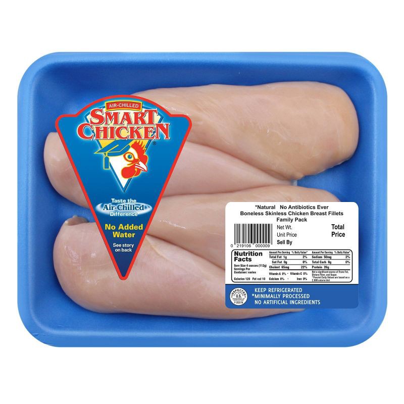 slide 1 of 9, Smart Chicken Boneless & Skinless Chicken Breast Family Pack - 1.25-3.125 lbs - price per lb, per lb