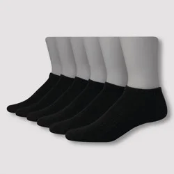 Hanes Premium Men's Big & Tall Hanes Moves Premium Performance Cushioned Low Cut Socks 6pk - Black 12-14: Breathable, Moisture Wicking, Ribbed