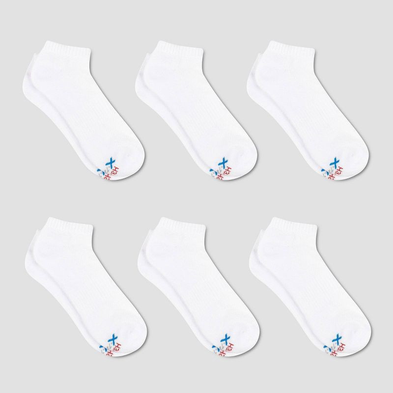 slide 2 of 4, Hanes Premium Men's Big & Tall Hanes Moves Premium Performance Cushioned Low Cut Socks 6pk - White 12-14: Breathable, Moisture Wicking, 6 ct