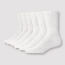 Hanes Premium Men's Hanes Moves Premium Performance Cushioned Crew Socks 6pk - White 6-12: Breathable, Moisture Wicking, Ribbed