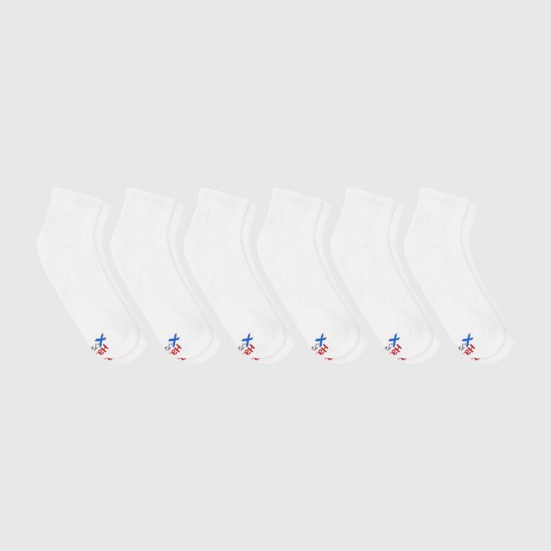 slide 3 of 3, Hanes Premium Men's Hanes Moves Premium Performance Cushioned Ankle Socks 6pk - White 6-12: Moisture Wicking, Breathable, Midweight Fabric, 6 ct