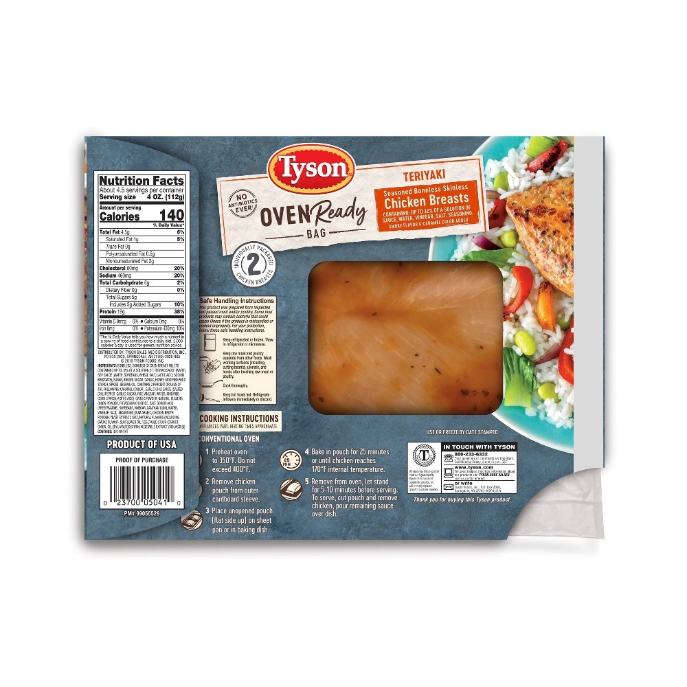 slide 2 of 3, Tyson Oven Ready Teriyaki Boneless & Skinless Seasoned Chicken Breast, 18.4 oz