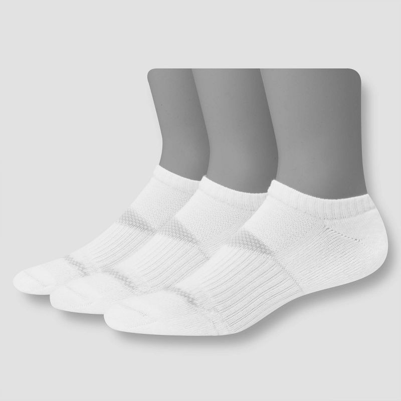 slide 1 of 3, Men's Hanes Premium Performance Power Cool No Show Socks 3pk - White 6-12, 3 ct