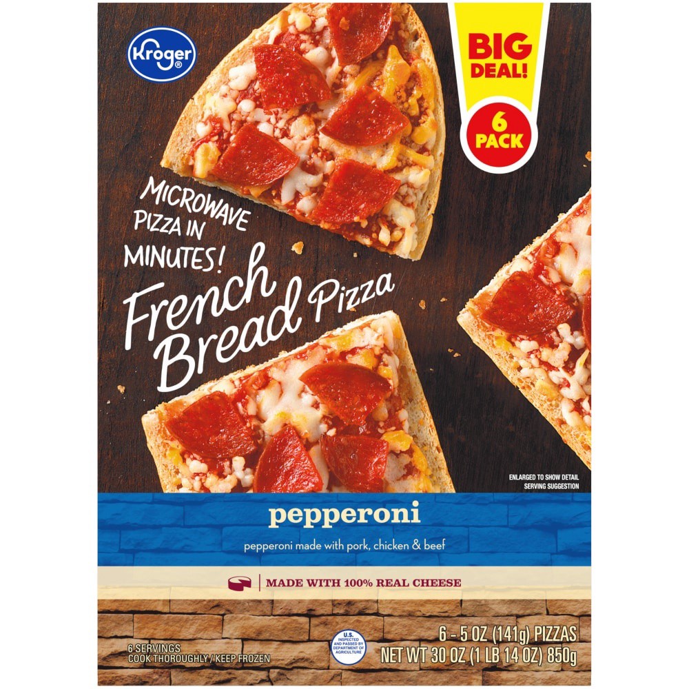slide 6 of 7, Kroger Pepperoni French Bread Pizza, 30 oz
