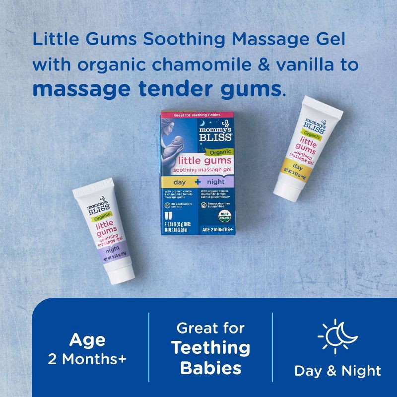 slide 3 of 9, Mommy's Bliss Organic Little Gums Soothing Massage Gel Day & Night Combo - 2ct/1.06oz, 2 ct, 1.06 oz