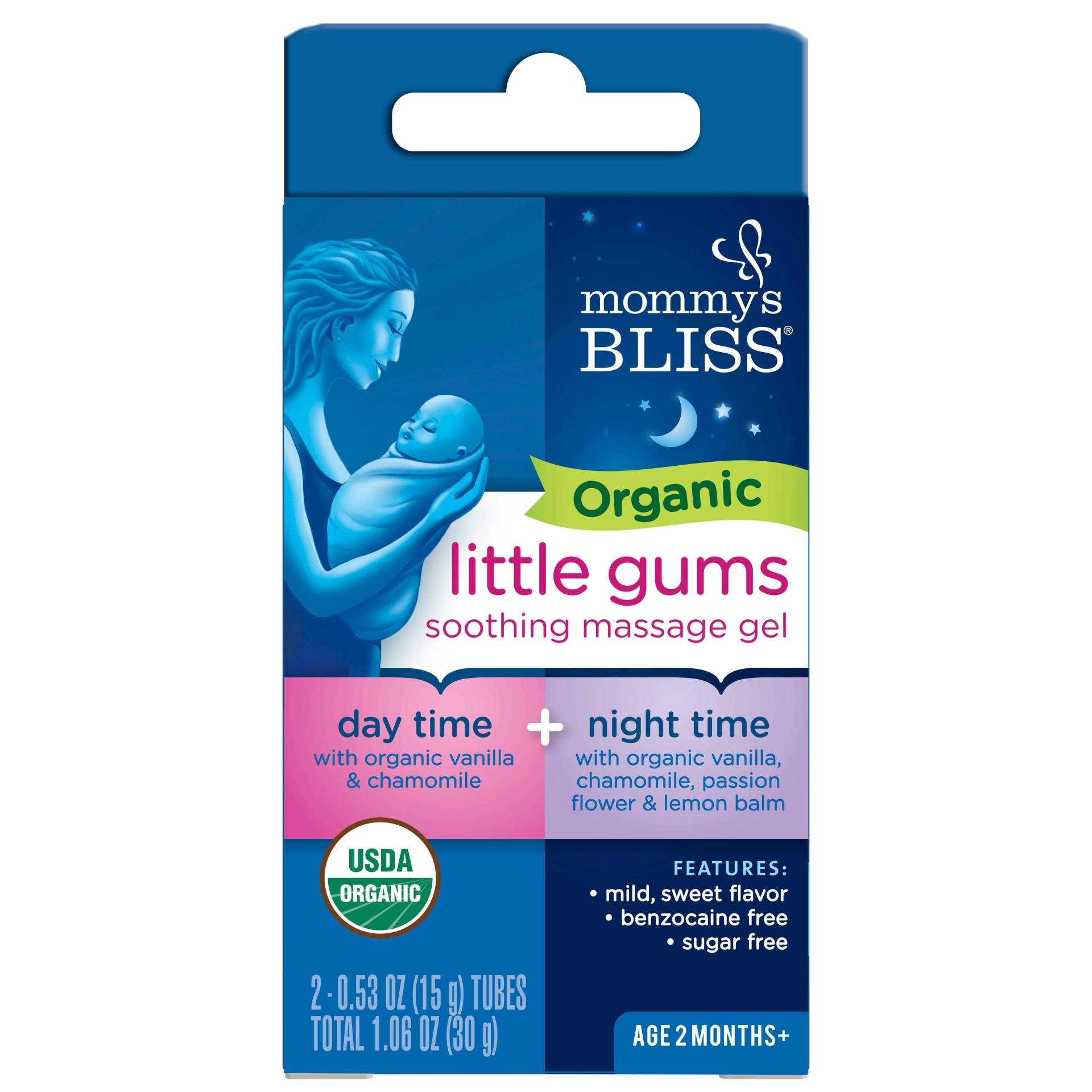 slide 1 of 8, Mommy's Bliss Organic Little Gums Soothing Massage Gel Day & Night Combo - 2ct/1.06oz, 2 ct, 1.06 oz