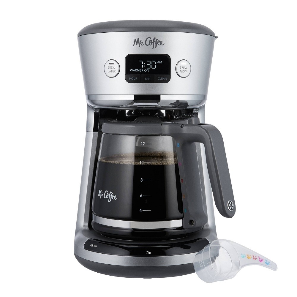 slide 2 of 7, Mr. Coffee Easy-Measure 12-Cup Programmable Coffee Maker - Silver, 1 ct