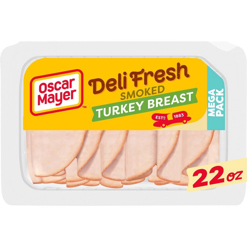 slide 1 of 10, Oscar Mayer Deli Fresh Smoked Turkey Breast Sliced Lunch Meat Mega Pack - 22oz, 22 oz