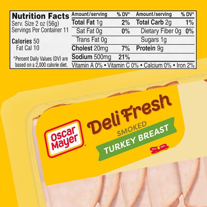 slide 7 of 10, Oscar Mayer Deli Fresh Smoked Turkey Breast Sliced Lunch Meat Mega Pack - 22oz, 22 oz