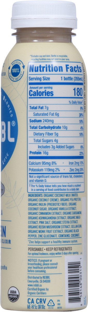 slide 8 of 9, REBBL Organic Vanilla Protein Elixir 12 fl oz, 12 fl oz