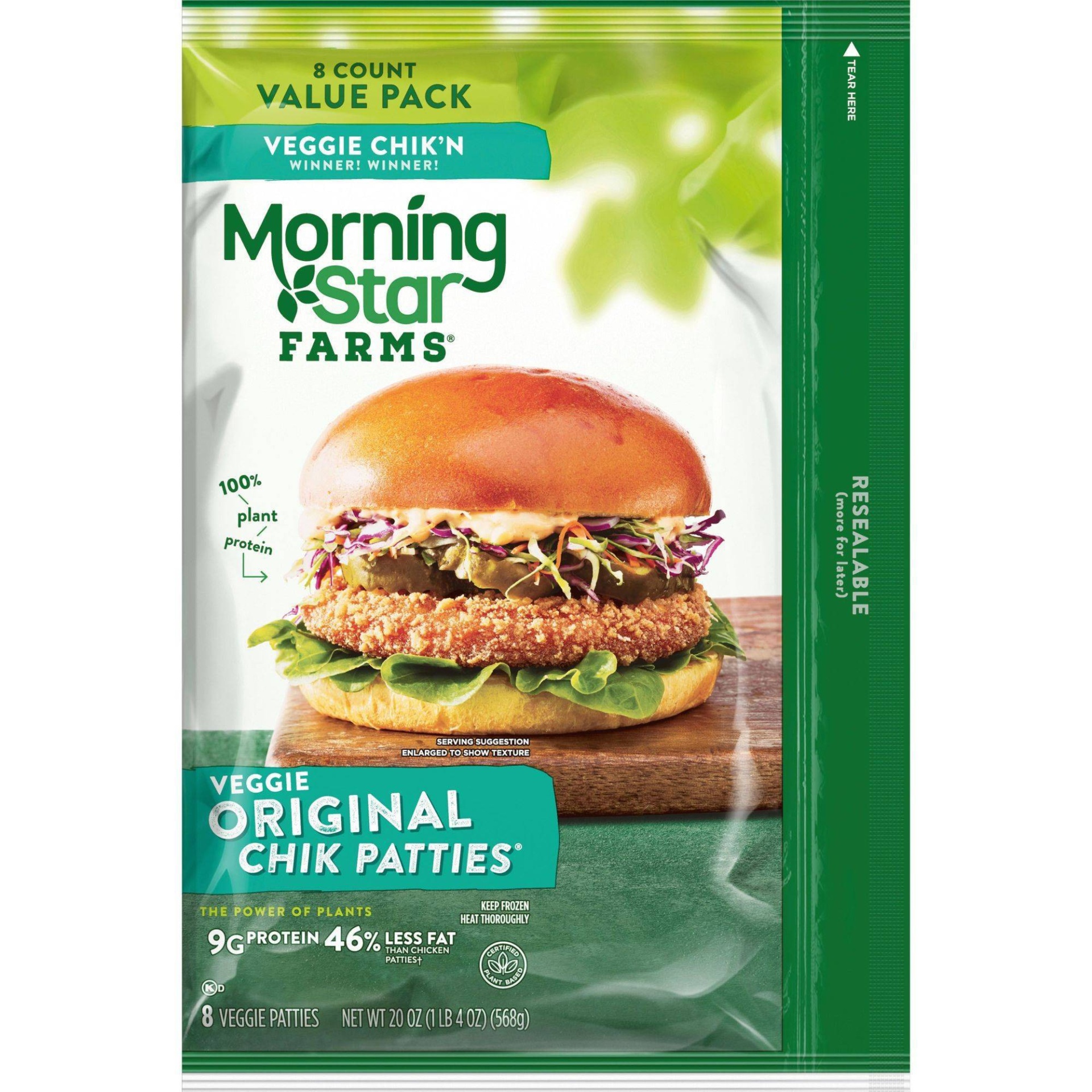 slide 1 of 2, Morningstar Farms Frozen Chik'n Patties Value Pack, 20 oz